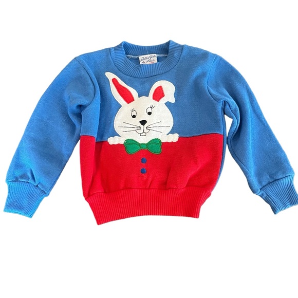Vintage kids 18 month bow tie bunny color block sweatshirt Bette’s Girls - Picture 2 of 9